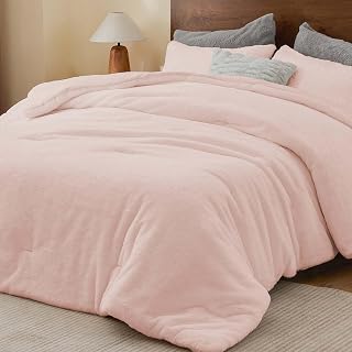 BEDELITE Faux Fur Twin Comforter Set Pink,Fluffy Bedding,1 Pillowcase