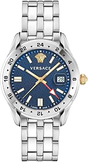 Versace VE7C00523 Men's Analogue Quartz Watch with Stainless Steel Strap, silver, bracelet