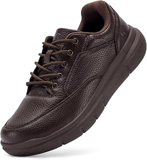FitVille Mens Wide Walking Shoes Comfortable Vegan Leather Oxford Formal Work Shoes Arch Support Slip Resistance Lightweight