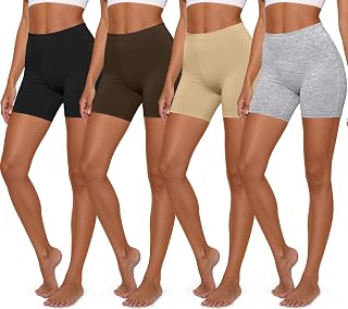 Women’s Cotton Boy Shorts Underwear, High Waist Panties 4 Pack
