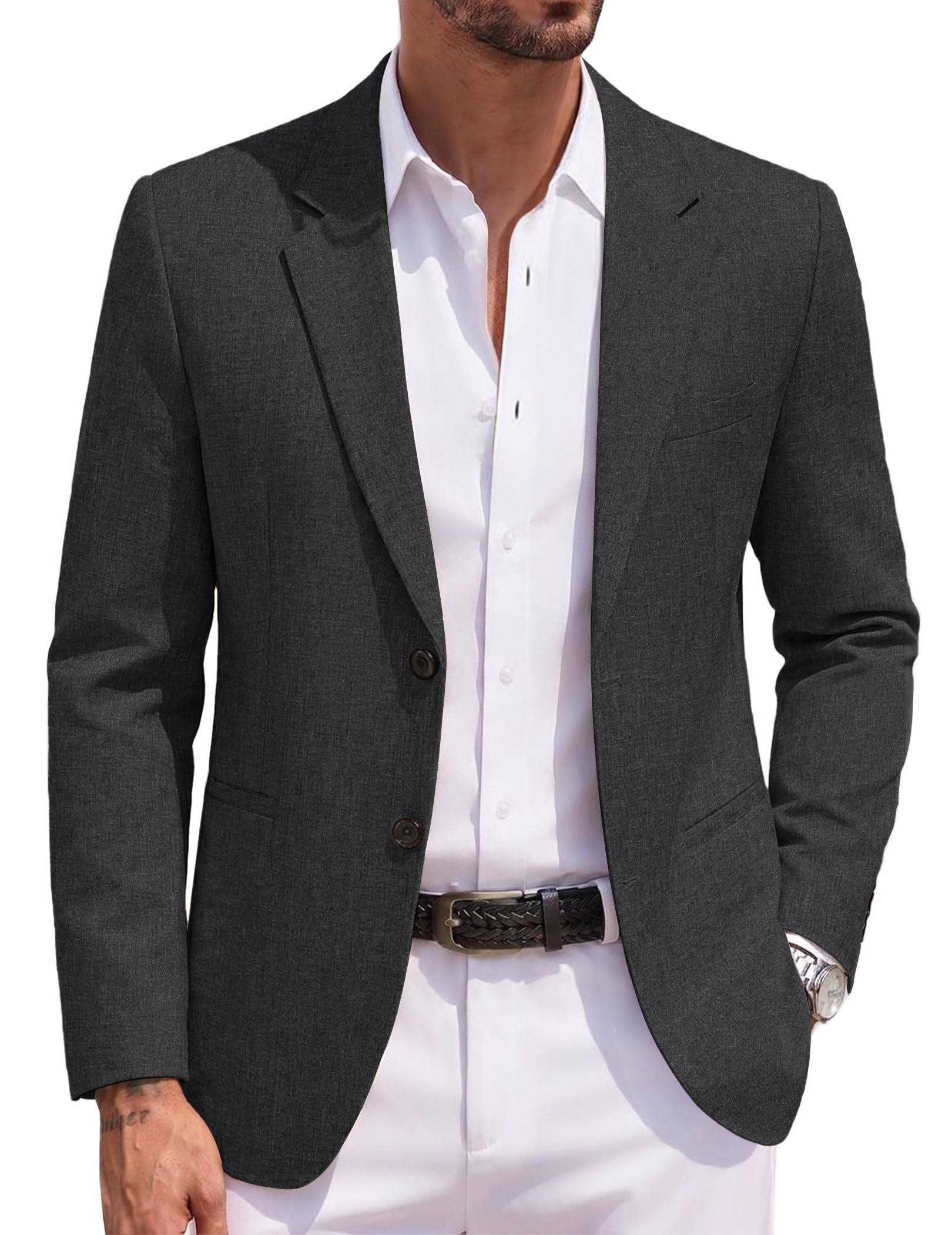 Coofandy Chaqueta de Punto para Hombre, Informal, Ligera, con Dos Botones