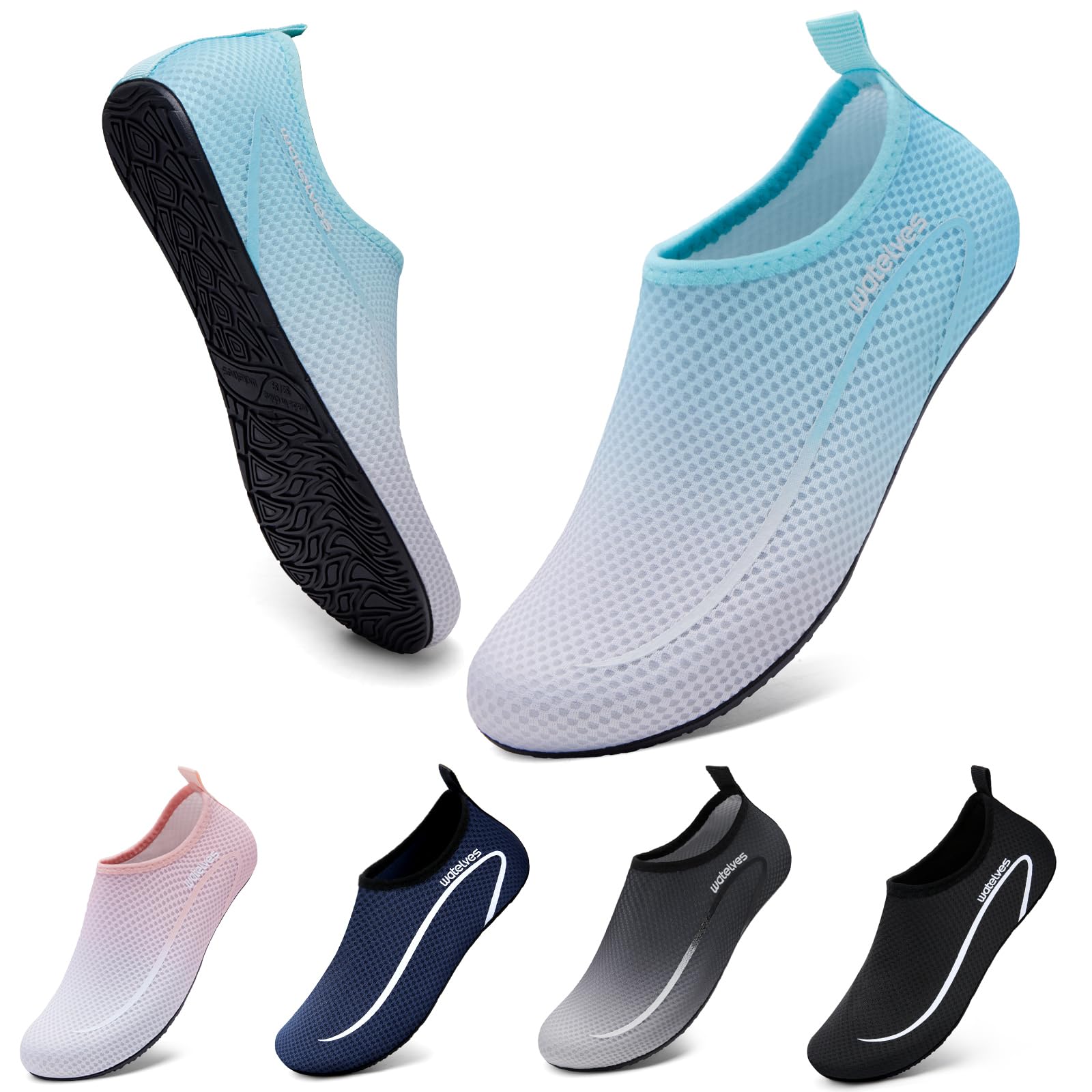 WateLves Women's Men's Quick Dry Super Lightweight Non-Slip Water Shoes for Beac