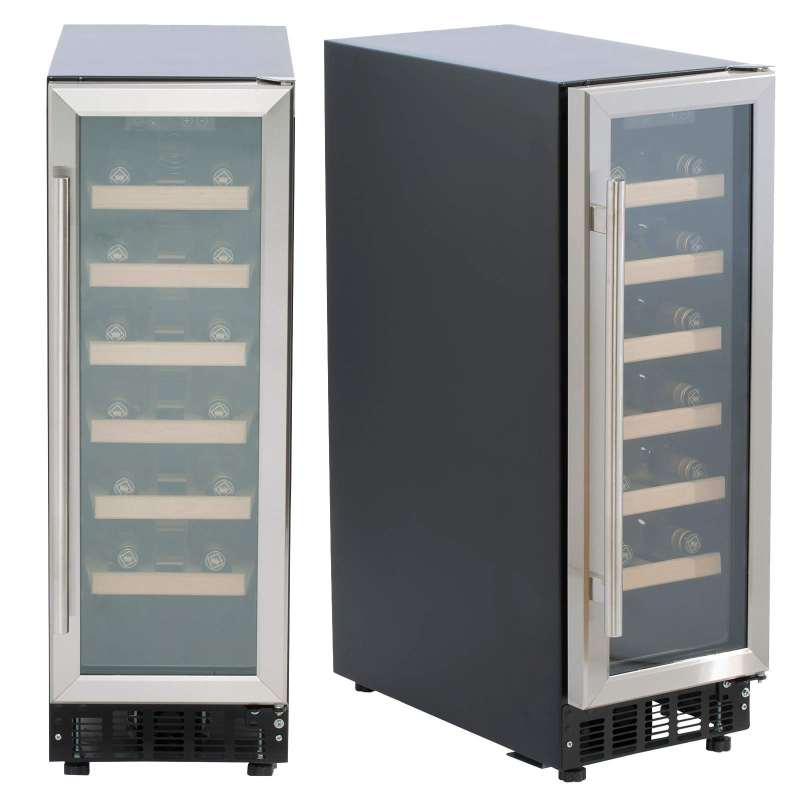 SIA WC30SS Undercounter Wine Cooler Fridge, 59L 19 Bottle Capacity, LED Light, S