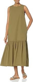 Amazon Brand - Women's Ilana Loose Sleeveless Wide-Hem Poplin Maxi Dress by The Drop