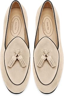 Journey West Men's Suede Leather Belgian Loafers for Men Slip-on Casual Penny Casual Loafers