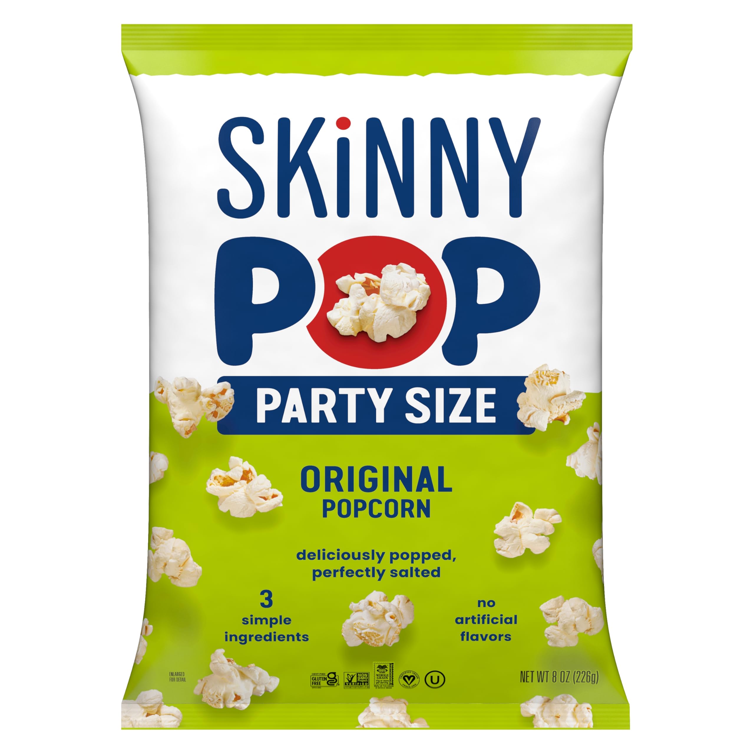 SkinnyPop Popcorn Bag, Original, Party Size Bag, Gluten Free Snacks, 8 oz | Whol