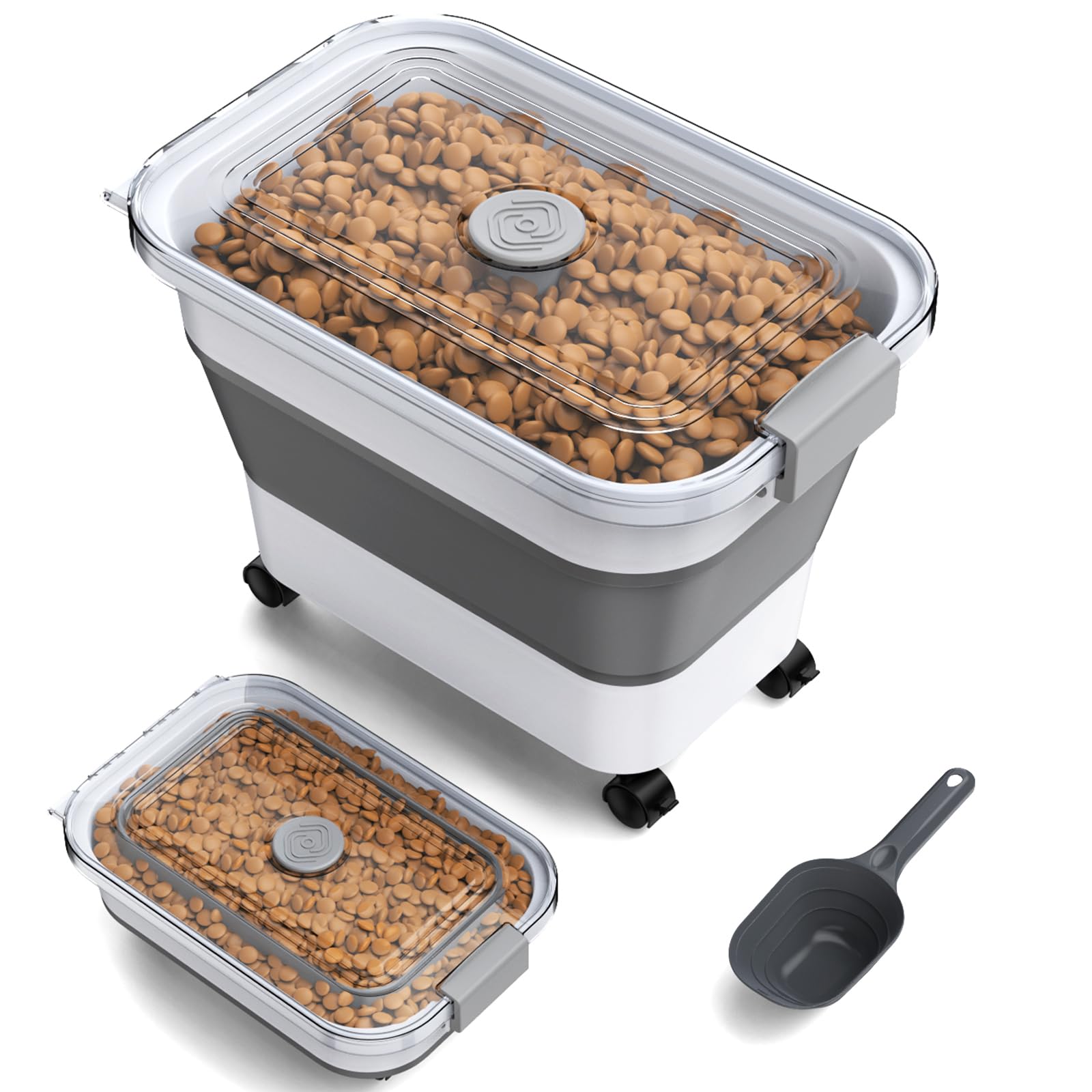 Dog Food Storage Container, 15-23 Lbs Collapsible Dog Food Container with Transp