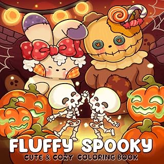Fluffy Spooky: Cute & Cozy Coloring Book for Adults and Teens Featuring Adorable Characters in a Haunted World for Relaxation