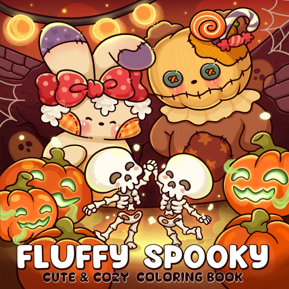 Fluffy Spooky: Cute & Cozy Coloring Book for Adults and Teens Featuring Adorable