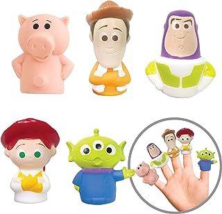 Toy Story 5 Piece Finger Puppet Set - Educational Play, Party Favors, Bath and Pool Toys, Beach Fun, Playtime Activities