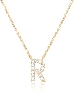 PAVOI Initial Necklace for Women, 14K Gold Plated Cubic Zirconia Pendant