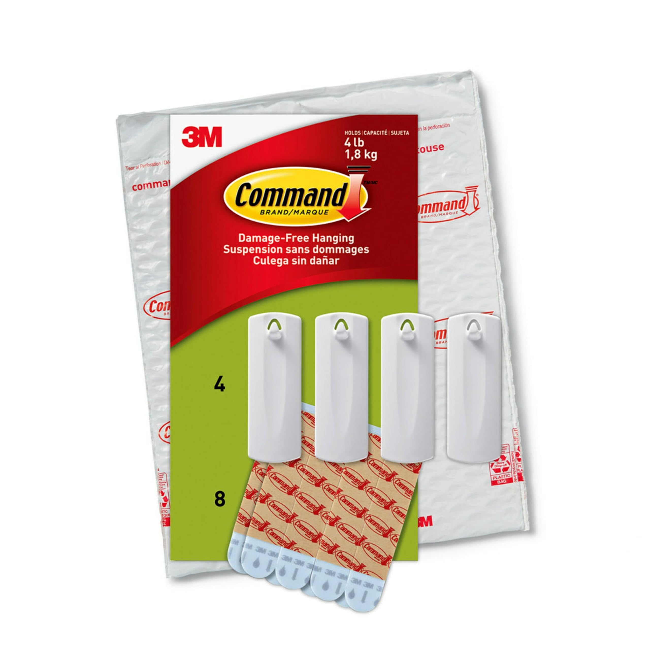 Command Sawtooth Picture Hangers, 4 Frame Hangers and 8 Command Strips, Damage-F