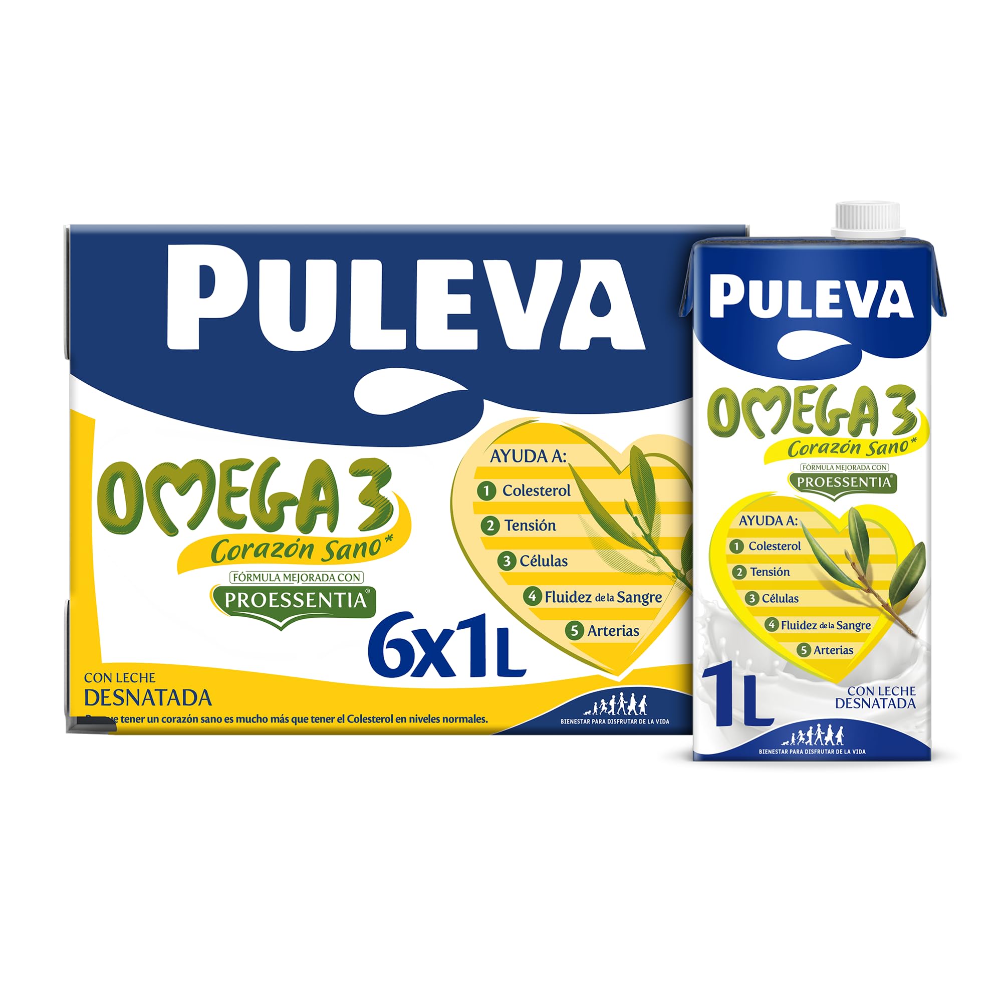 Puleva Omega 3 Original with Proessentia® brik 1L - Box 6 liters | Milk with Ome