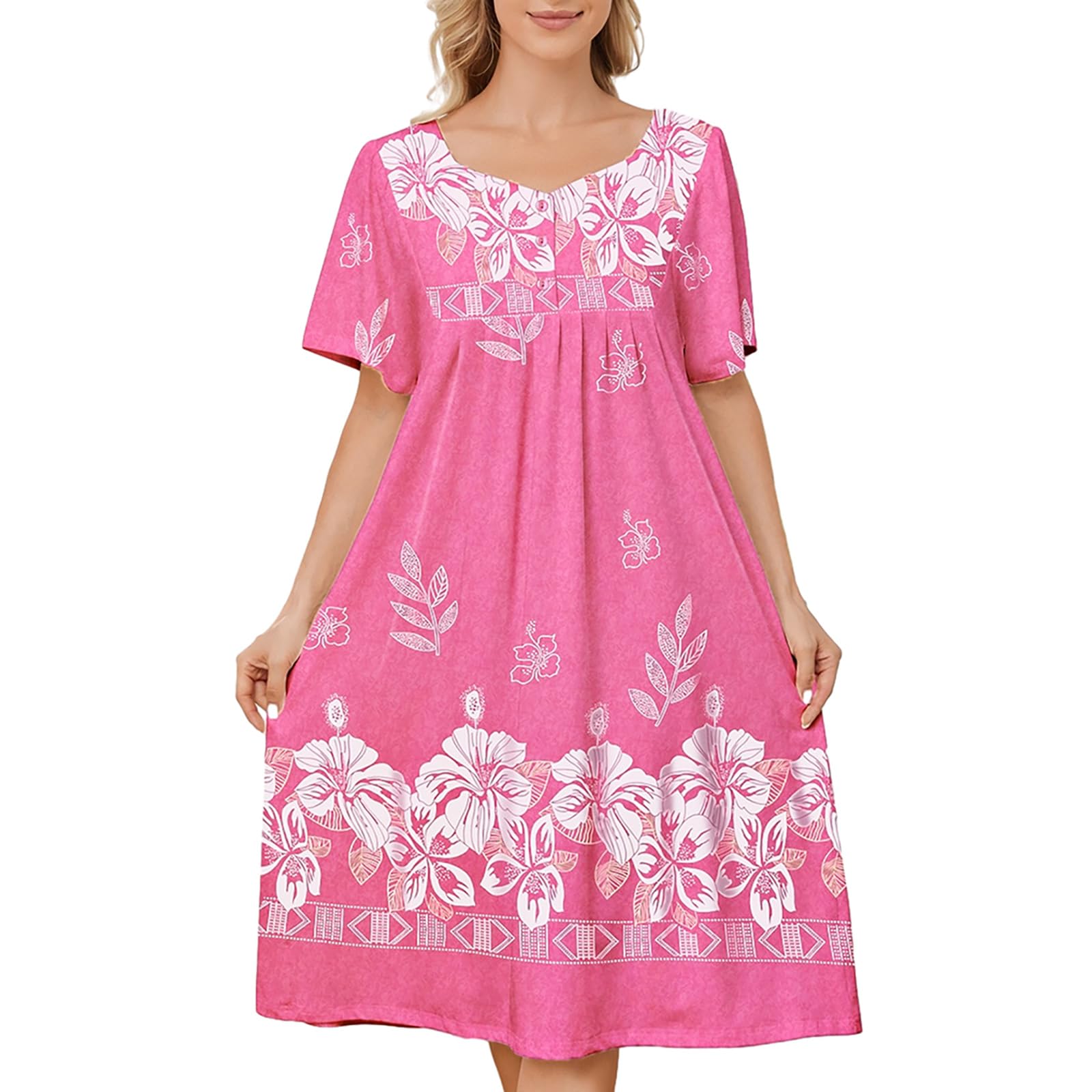 House Dresses for Women with Pockets Mumu Dresses Short Sleeve Moo Moos for Wome