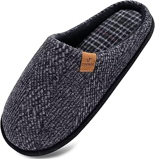 Men's Slippers Winter Warm House Shoes Memory Foam Plush Wool Lined with