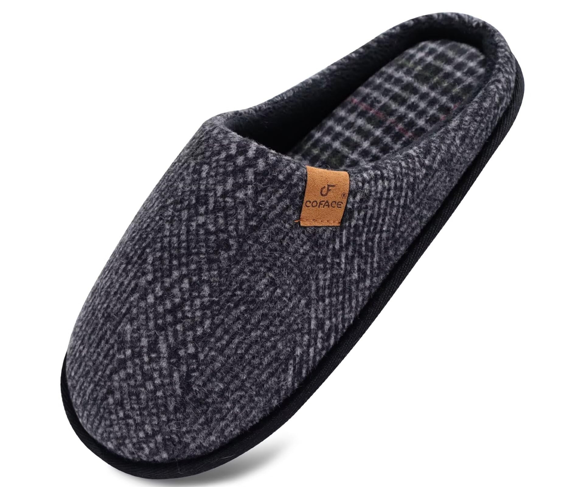 Men's Slippers Winter Warm House Shoes Memory Foam Plush Wool Lined with