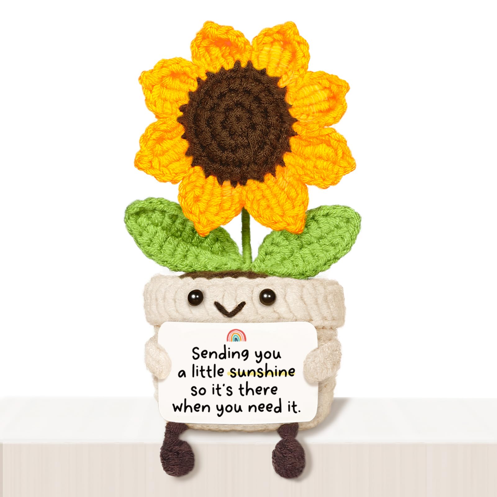Get Well Soon Gifts for Women, Handmade Positive Sunflower Crochet Decor | Sendi