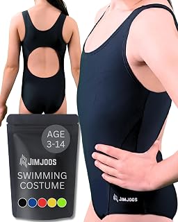 JIMJOOS 3-14 Years One Piece Girls Swimming Costume - Non See Through Kids Swimsuit - Quick Dry Racerback Children Swimwear