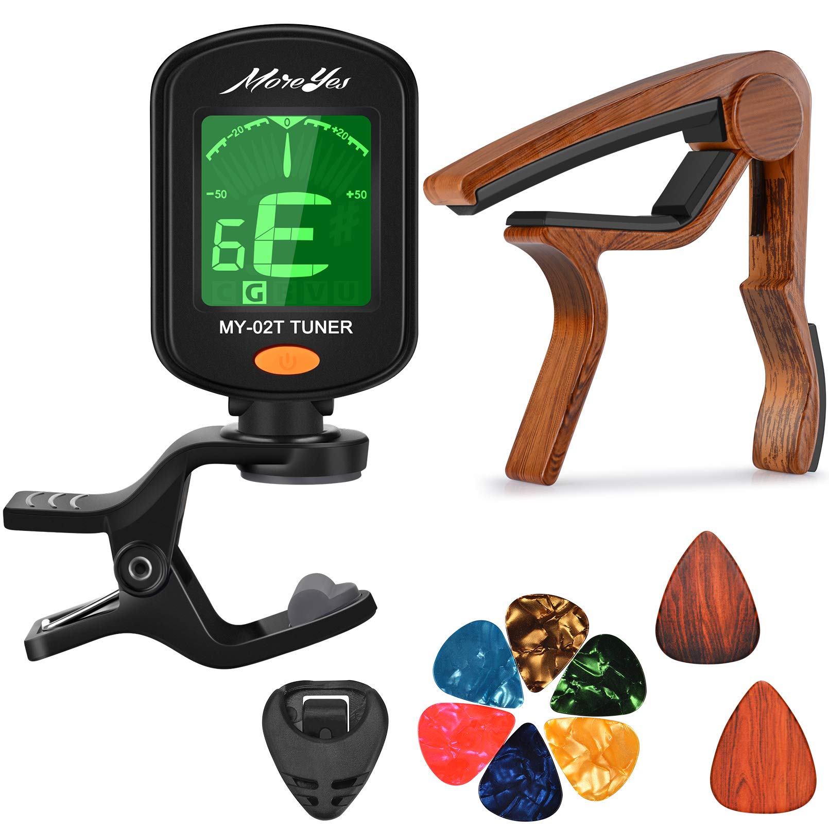 MOREYES Guitar Capo for Acoustic Guitar,Ukelele, Electric Guitar,Bass with Wood 