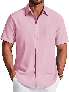 COOFANDY Men's Short Sleeve Dress Shirts Wrinkle Free Casual Button Down Shirts with Pocket