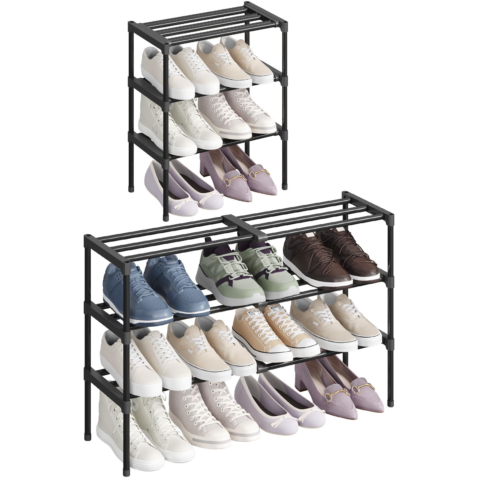 Lifewit Extendable Shoe Rack, Pre-Assembled Shelves, 3 Tier Shoe Storage | 42.5–