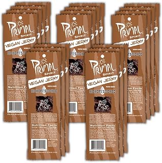 Primal Spirit Vegan Jerky – “Classic Flavor” – Hickory Smoked, 10 g. Plant Based Protein per oz., Certified Non-GMO, No Preservatives, Sports Friendly Packaging (18 Pack, 1 oz. ea.)