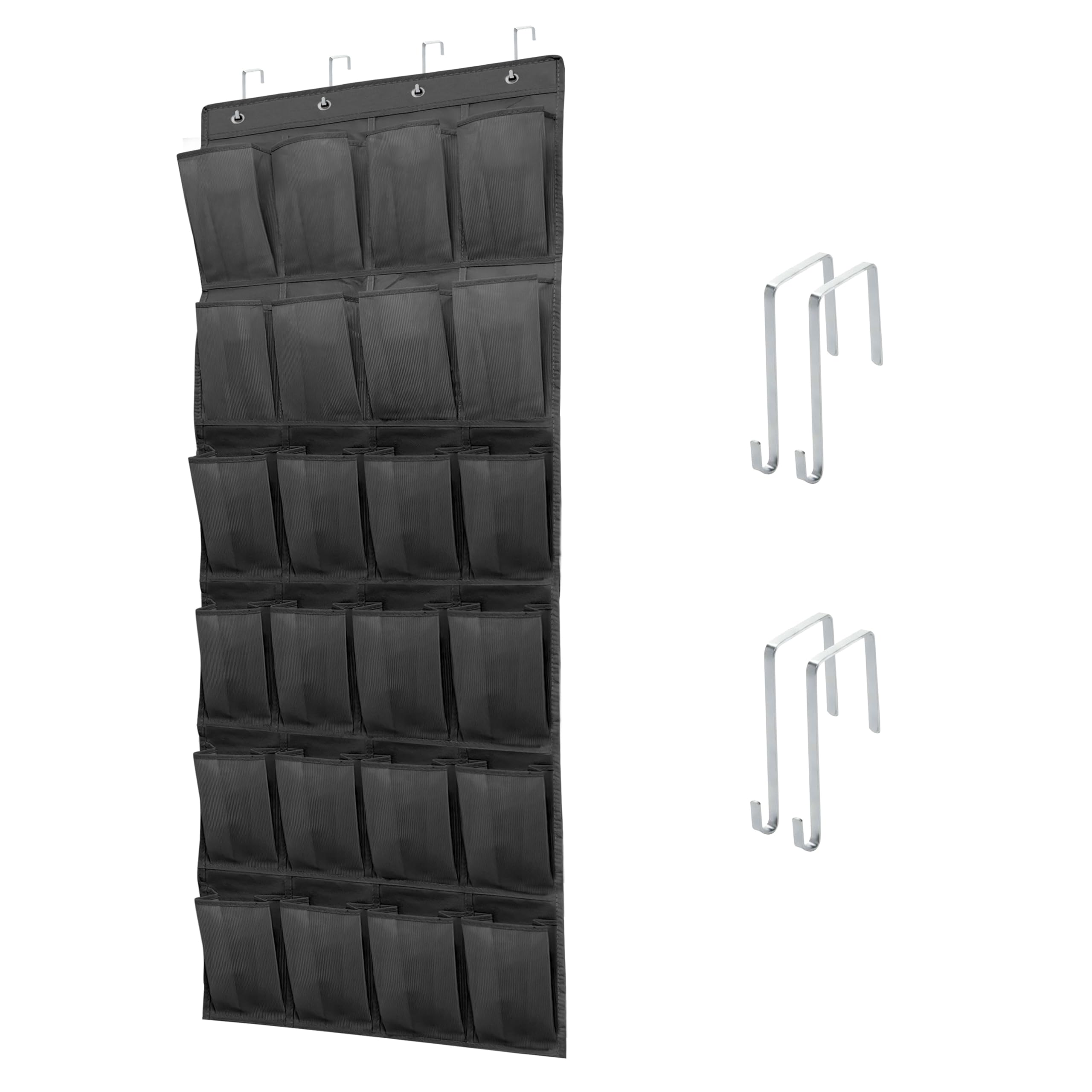 Over The Door Shoe Organizer with 24 Large Breathable Mesh Pockets Sturdy Closet