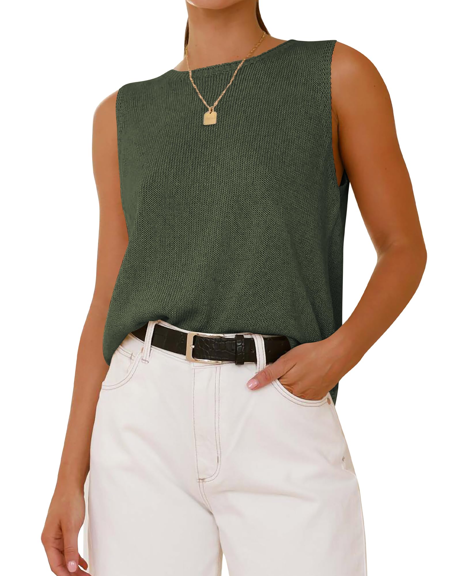 BTFBM Sleeveless Sweater Tops for Women Casual