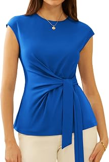 GRACE KARIN 2026 Women's Cap Sleeve Wrap Tie Waist Dressy Work Tops