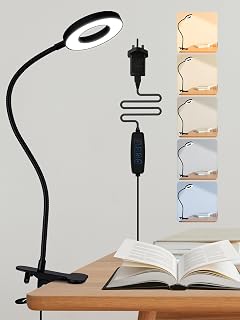 LED Desk Lamp,5 Colors+10 Brightness Book Light Clip on Book Reading Light | 550lm Bright Clip on Light,Adapter Desk Light,USB Light,Reading Lights for Books in Bed Headboard/Bedroom/Bedside Table/Craft