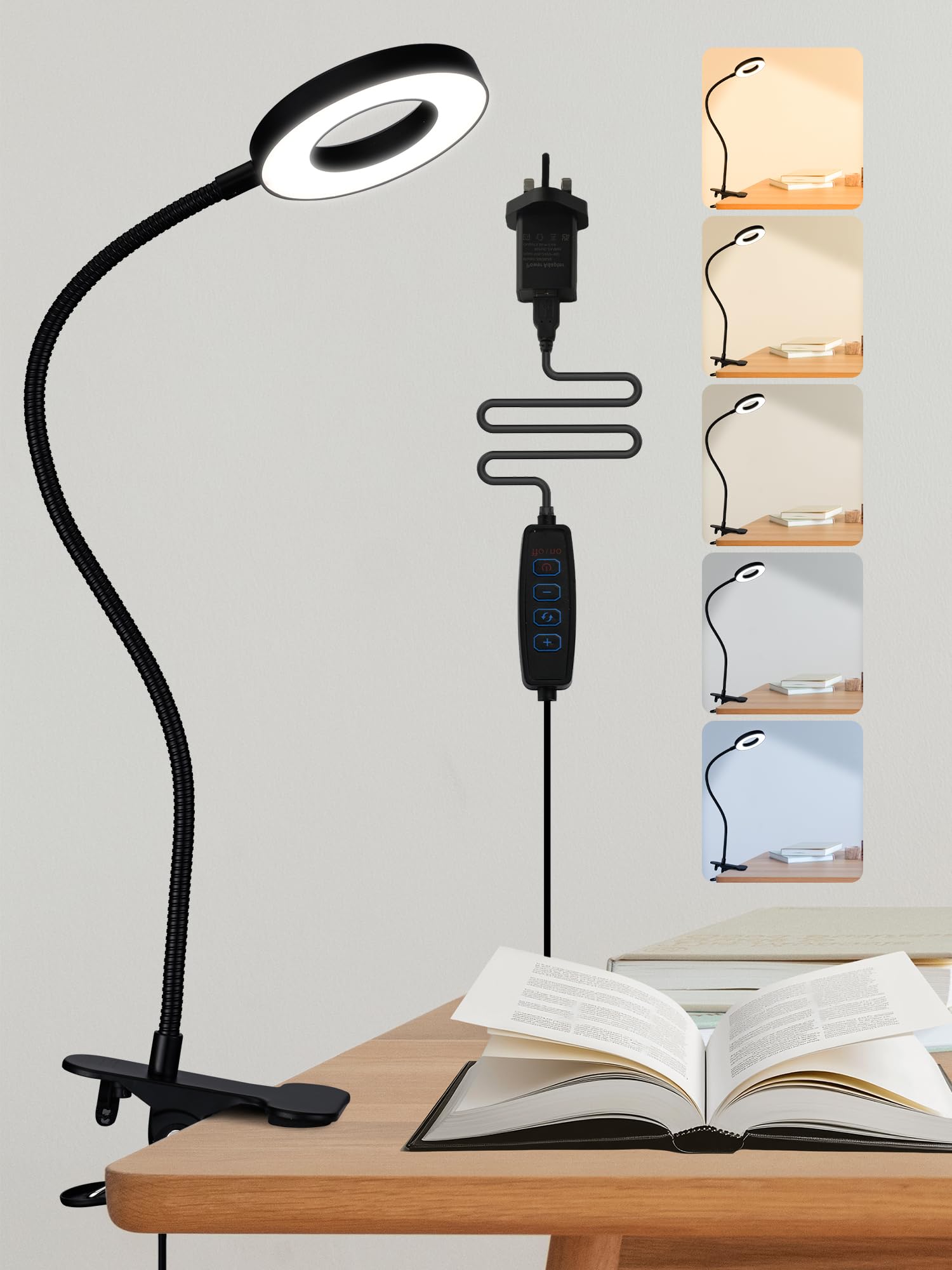 LED Desk Lamp,5 Colors+10 Brightness Book Light Clip on Book Reading Light | 550