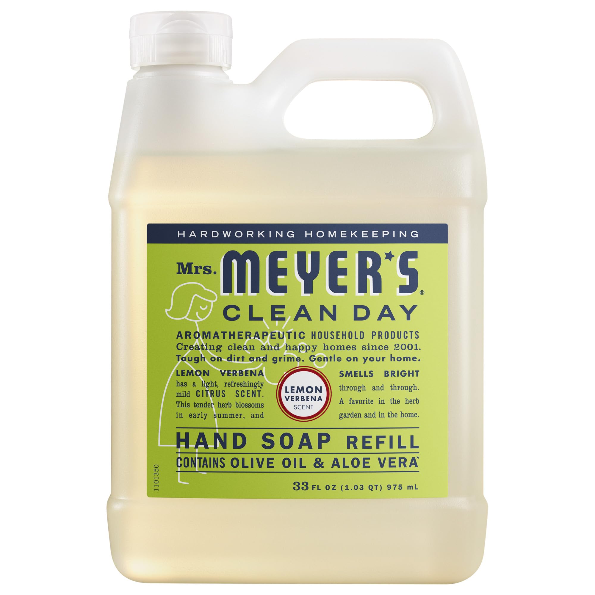 MRS. MEYER'S CLEAN DAY Hand Soap Refill, Lemon Verbena Scent, 33 Fl Oz Bottle