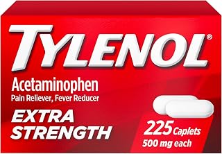 Tylenol Extra Strength Caplets, 500 mg Acetaminophen, Value Size, 225 Ct | Fast & Strong Pain Relief, Fever Reducer for Adults, Gentle on Stomach, For Headaches, Backaches & Minor Arthritis