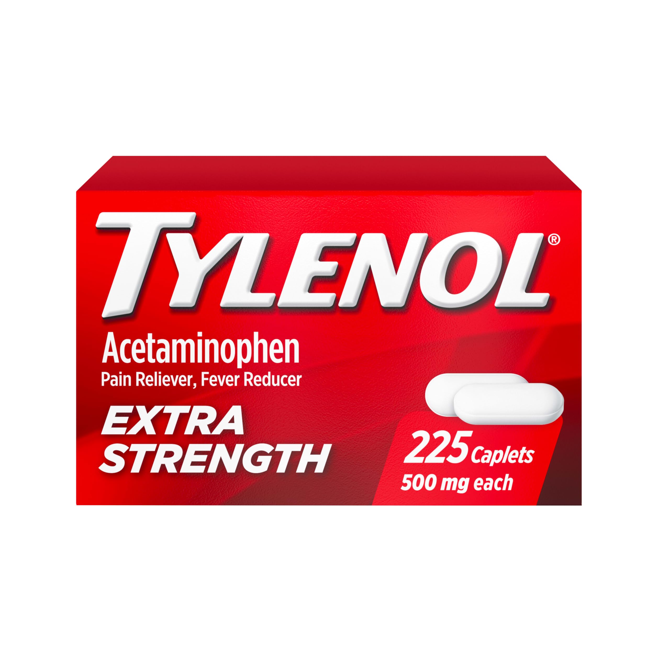 Tylenol Extra Strength Caplets, 500 mg Acetaminophen, Value Size, 225 Ct | Fast 