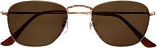 OPULIZE Sky Thin Bordered Metal Rose Gold Light Brown Tips Men Women Readers Sun Reading Glasses UV400 S95-9 +3.00