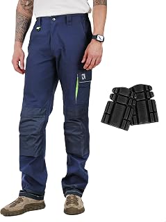 Ellobird Men's Cargo Construction Flex Work Pant for Men Double Knee Reinforcement Stretch Elastic Waistband Tactical Pants