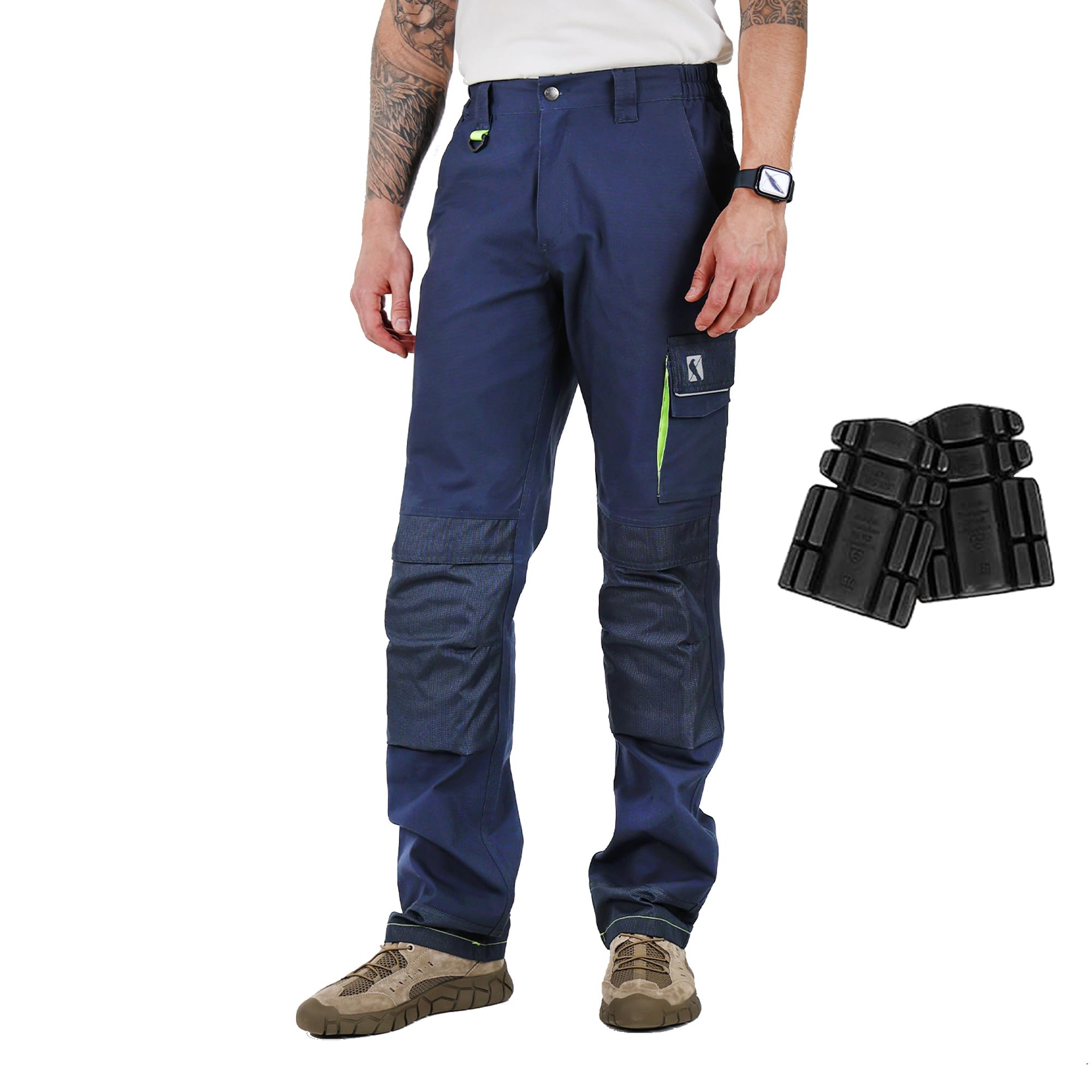 Ellobird Men's Cargo Construction Flex Work Pant for Men Double Knee Reinforceme