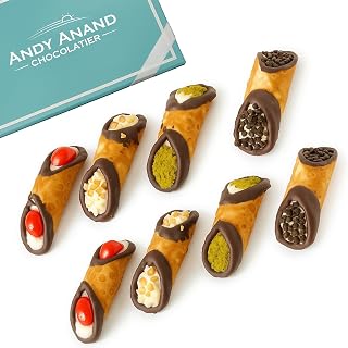ANDY ANAND CHOCOLATIER Fresh Chocolate Cannoli, Gluten Free, 8 Flavors, Made in Italy Dessert by world famous La Pasticceria, Sicily, Slowly savor for an amazing experience 8 Pcs (10.5 Oz)