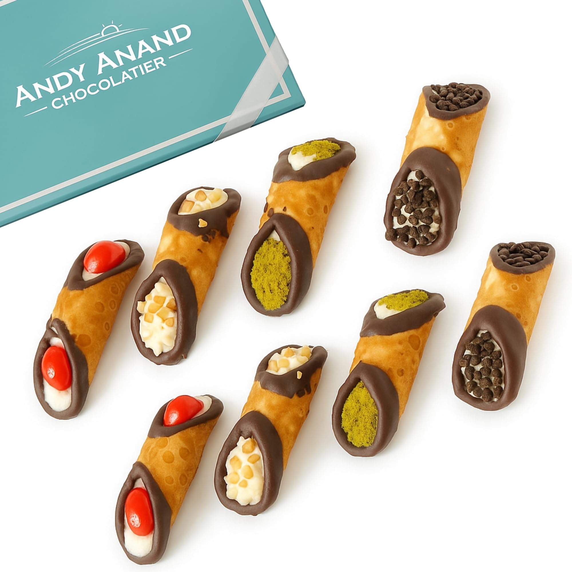 ANDY ANAND CHOCOLATIER Fresh Chocolate Cannoli, Gluten Free, 8 Flavors, Made in 