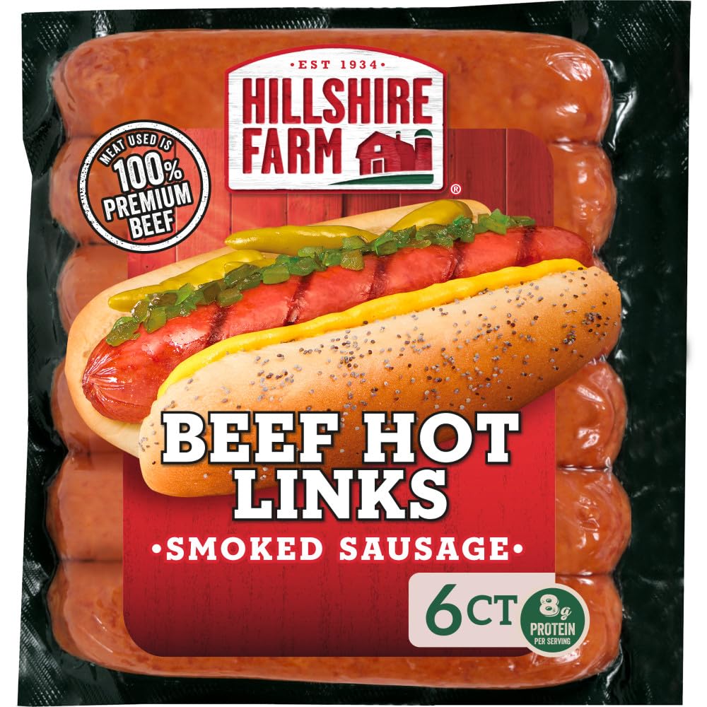 Hillshire Farm, Hot Beef Smoked Sausage Links, 6 Count | Fully cooked; ready in 