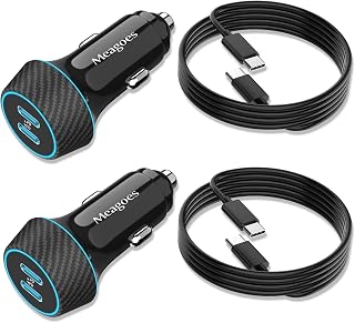 2 Pack 90W USB C Car Charger Super Fast Charging for iPhone 18 Pro Max/17 | Dual 45W PPS USBC Port,for iPhone Duo/17/16/15/Samsung S26 Android Phone,12V Cigarette Lighter Adapter,2*3.3ft Type C Cord