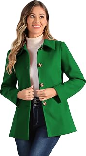 Allegra K Women's Single Breasted Coat Pea Coat