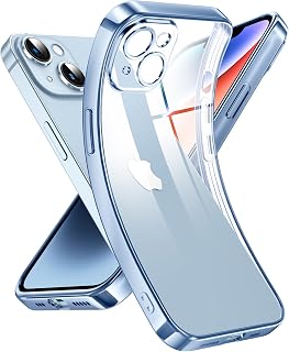 Supdeal Crystal Clear Case for iPhone 14, [Not Yellowing] [Camera Protection] [Military Grade Drop Tested] Transparent Shockproof Protective Soft Silicone Slim Cover, 6.1 inch, Sierra Blue