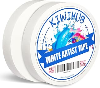 KIWIHUB 2 Pack Artist Tape for Watercolor Paper, 0.5 in Wide 295 FT Long | Professional Art Tape, White Masking Artists Tape for Drafting, Painting, Canvas Framing - Acid Free