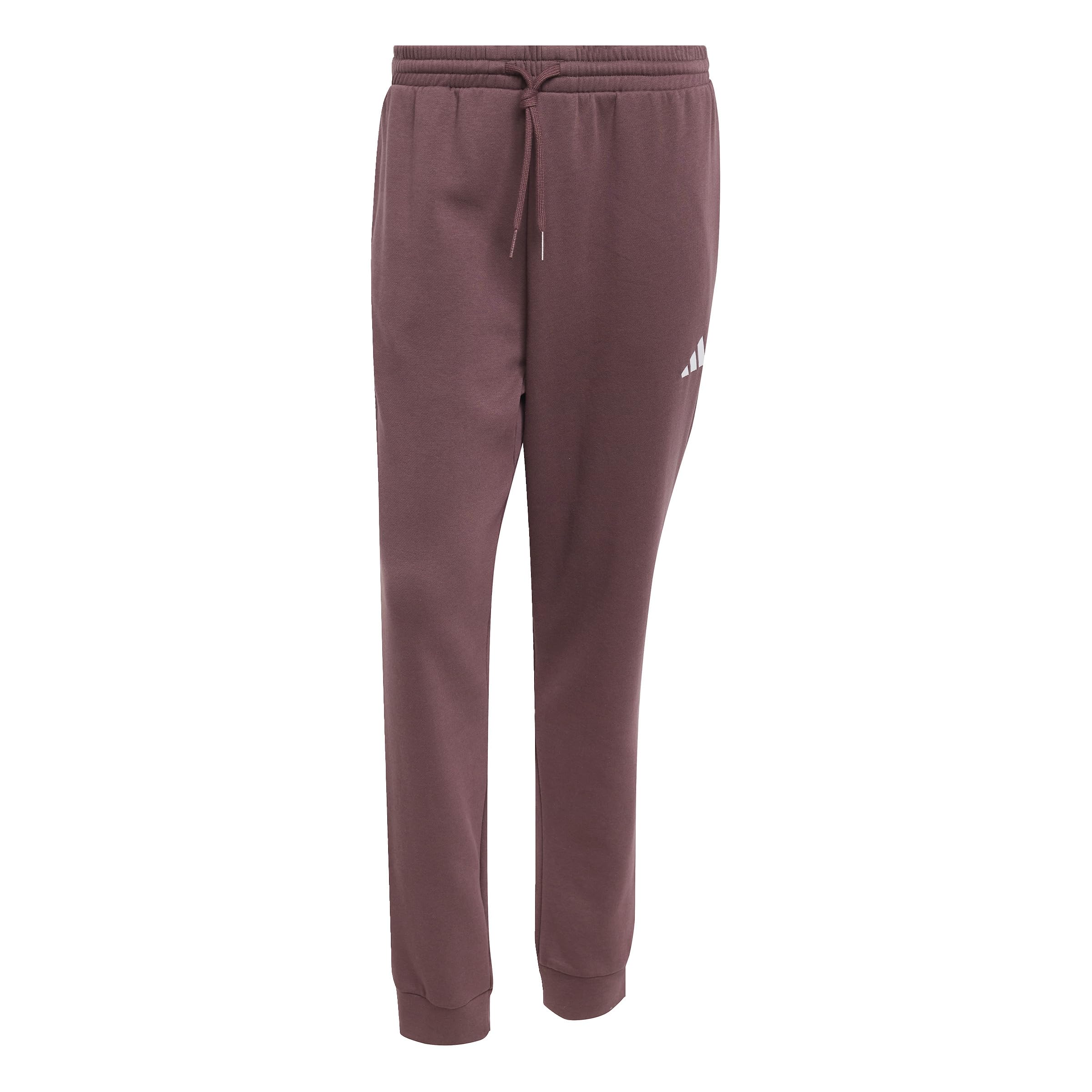 adidas Men's Essentials Feelcozy Fleece Pant, Aurora Ruby/White, XL