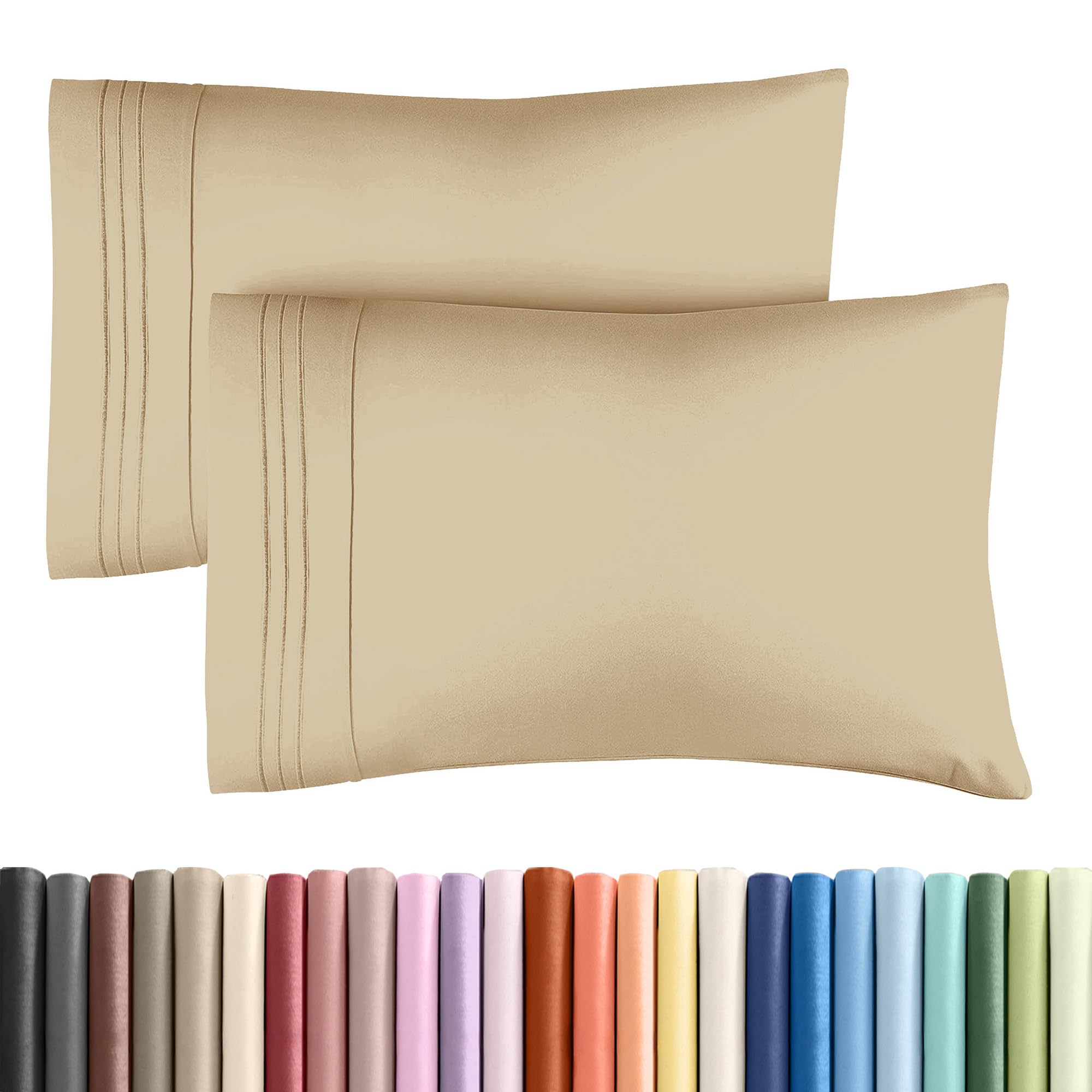 CGK Unlimited Queen Size Pillow Cases Set of 2, 20x26 & 20x30 Pillows for Sleepi