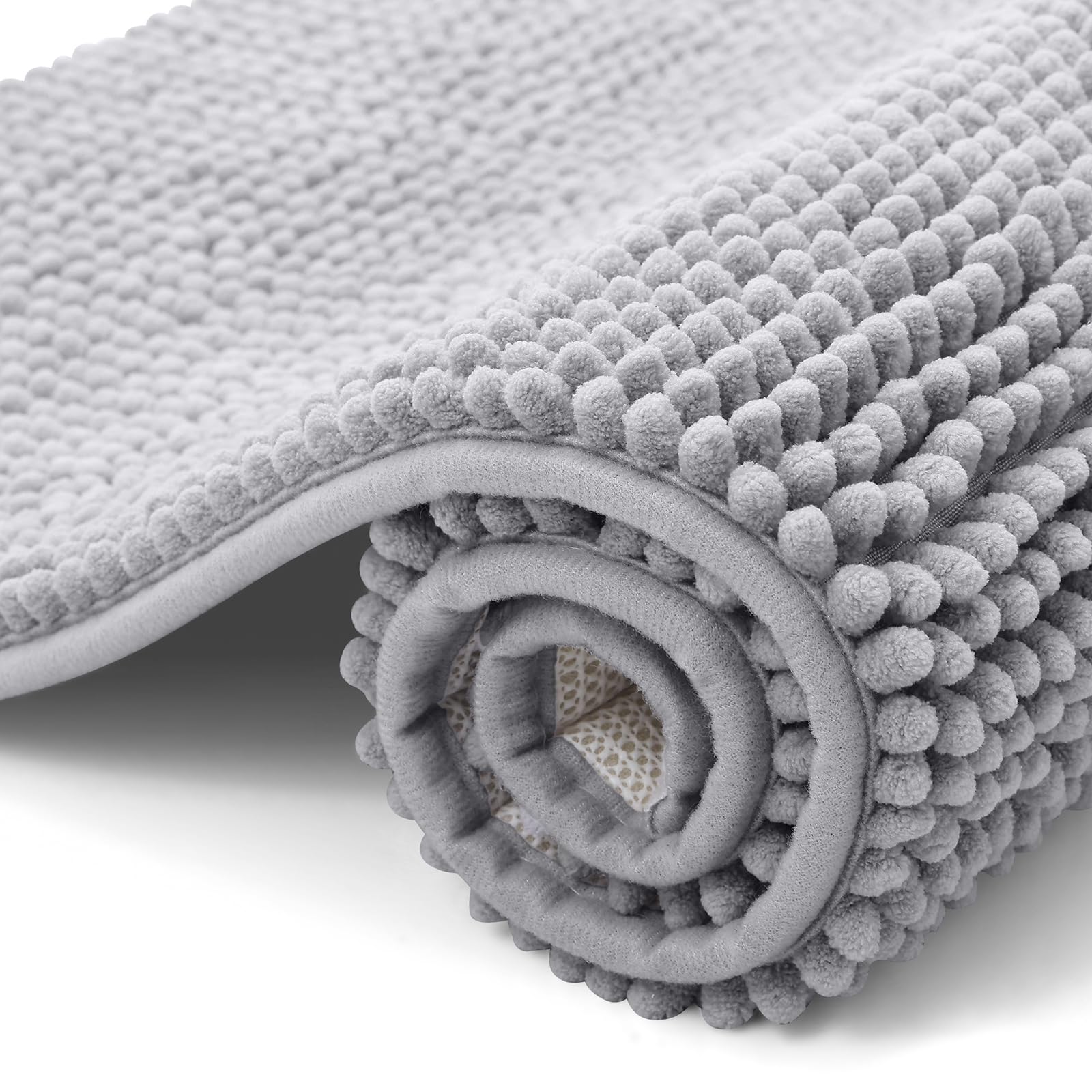Kitinjoy Non Slip Chenille Bath Mat, Extra Soft Bathroom Mat, Super Absorbent Fl