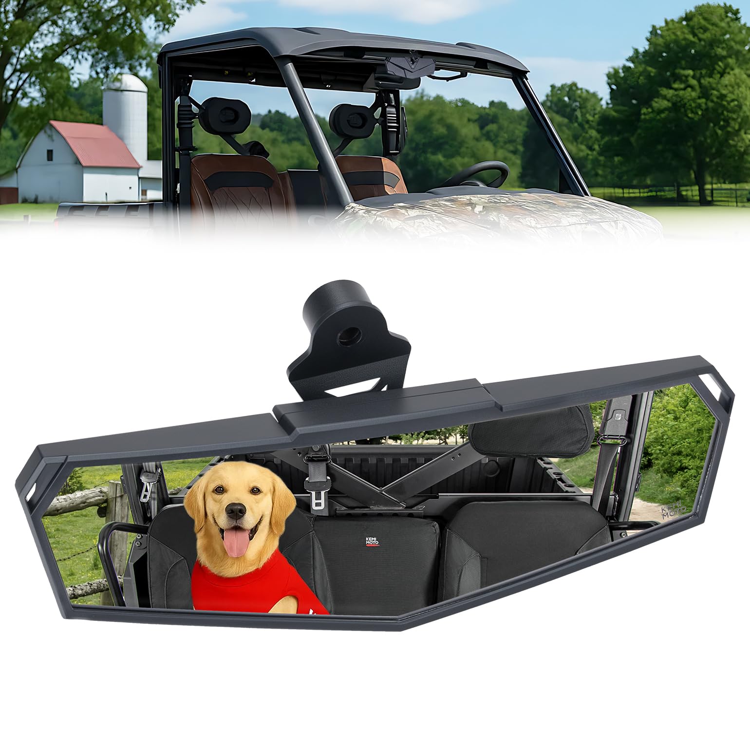 KEMIMOTO Centre Rear View Mirror Adjustable Wide-Angle Mirror with Stable | Comp