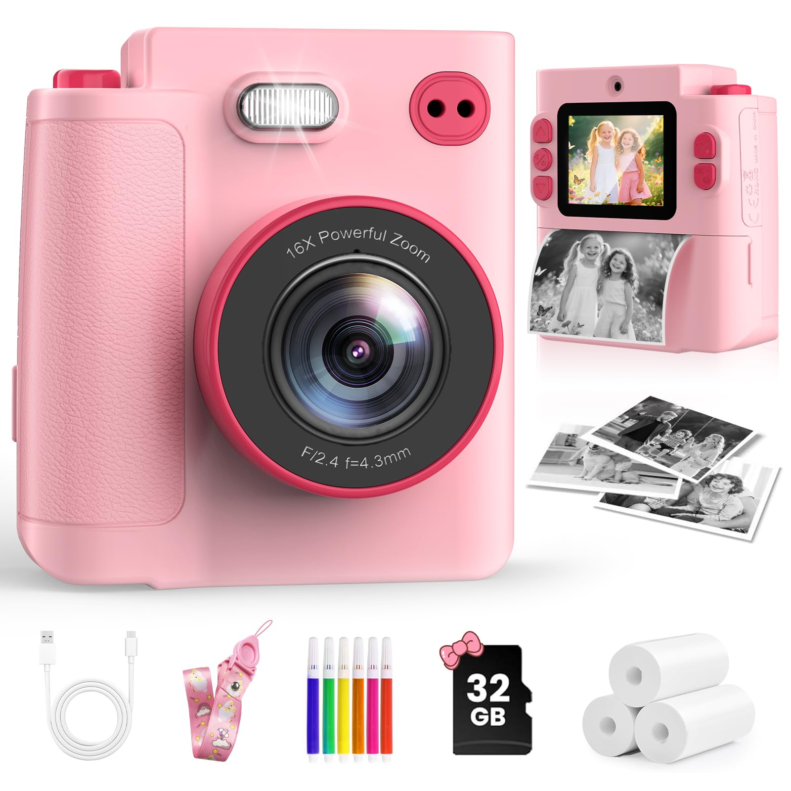 MYSTILUCK Kids Camera Instant Print, 1080P HD Camera for 3-12 Girls Boys | Ideal
