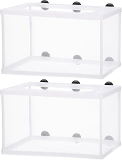 Shappy 2 Pcs Fish Tank Breeder Net Mesh Breeder Box, Fish Tank Separator | Fry Hatchery Separation, Plastic Frame Aquarium Breeder, Incubator Net Newborn Fish Isolation, Mesh Design Breeding Box